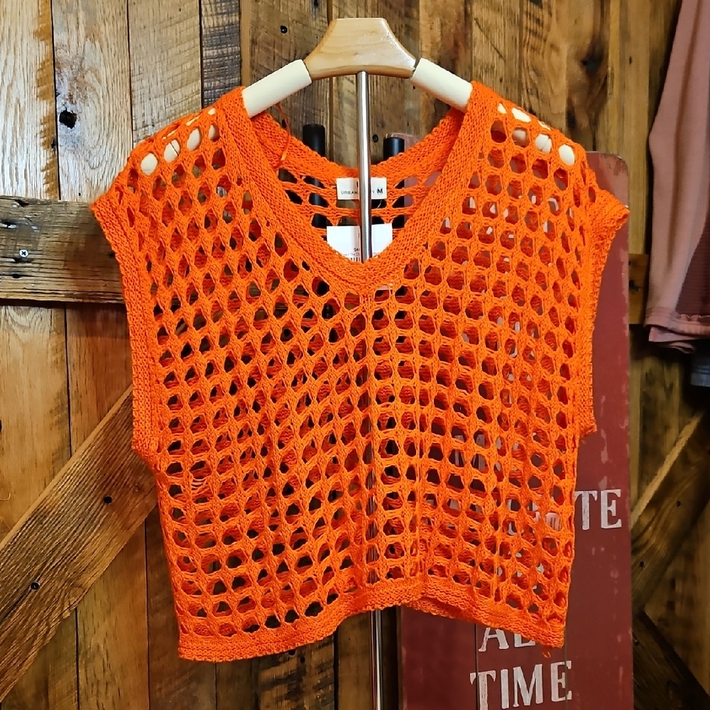 210 Urban Daizy Bold Orange Knit Crop Top